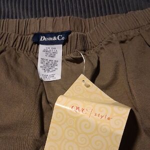 Denim&Co Womens Olive-Brown Elastic Waist Joggers